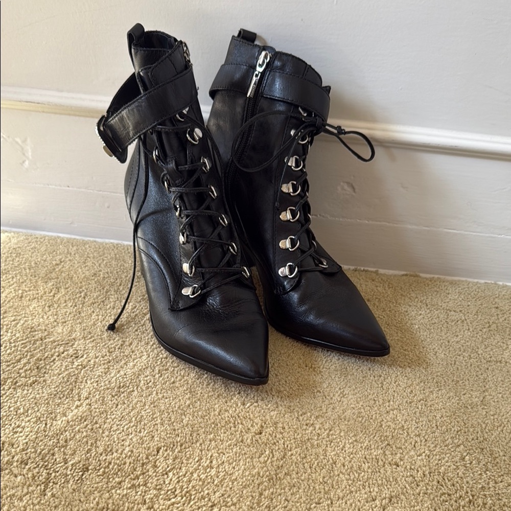 Black Leather Ankle Boots
